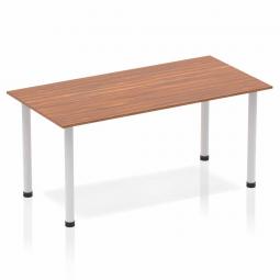 Dynamic Impulse 1600mm Straight Table Walnut Top Silver Post Leg BF00186