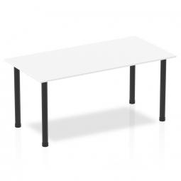 Dynamic Impulse 1600mm Straight Table White Top Black Post Leg BF00377