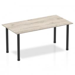 Dynamic Impulse 1600mm Straight Table Grey Oak Top Black Post Leg BF00400