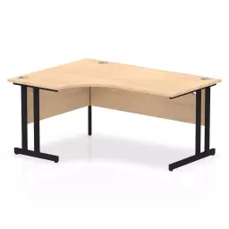 Dynamic Impulse W1600 x D1200/800 x H730mm Left Hand Crescent Desk With Cable Management Ports Cantilever Leg Maple Finish Black Frame - MI003233