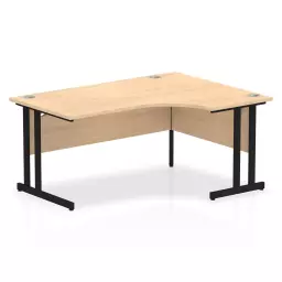 Dynamic Impulse W1600 x D800/1200 x H730mm Right Hand Crescent Desk With Cable Management Ports Cantilever Leg Maple Finish Black Frame - MI003240