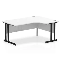 Dynamic Impulse W1600 x D800/1200 x H730mm Right Hand Crescent Desk With Cable Management Ports Cantilever Leg White Finish Black Frame - MI003330