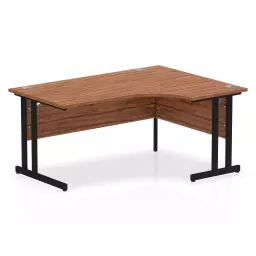 Dynamic Impulse W1600 x D800/1200 x H730mm Right Hand Crescent Desk With Cable Management Ports Cantilever Leg Walnut Finish Black Frame - MI003270