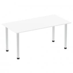 Impulse 1600mm Straight Table White Top Aluminium Post Leg I003642