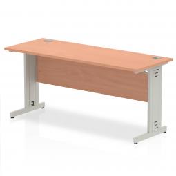 Impulse 1600 x 600mm Straight Desk Beech Top Silver MI001761