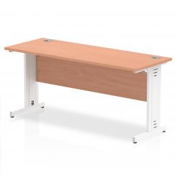 Impulse 1600 x 600mm Straight Desk Beech Top White MI001766