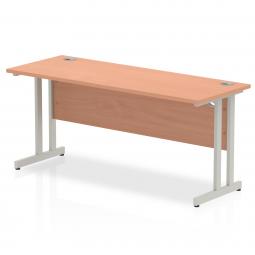 Impulse 1600x600mm Straight Desk Beech Top Silver MI001681