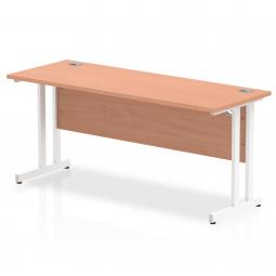 Impulse 1600x600mm Straight Desk Beech Top White MI001686