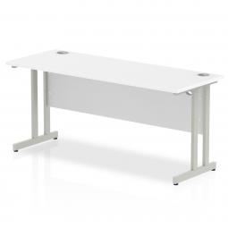 Impulse 1600x600mm Straight Desk White Top Silver MI002198