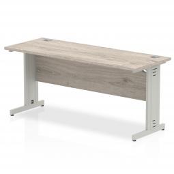 Impulse 1600x600mm Straight Desk Grey Oak Top Silver I003107