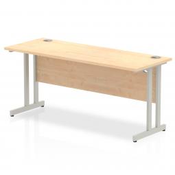 Impulse 1600 x 600mm Straight Desk Maple Top Silver Cantilever Leg MI002424