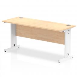 Impulse 1600 x 600mm Straight Desk Maple Top White Cable Managed Leg MI002509