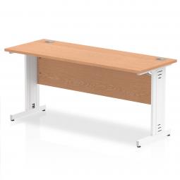 Impulse 1600 x 600mm Straight Desk Oak Top White Cable Managed Leg MI002735