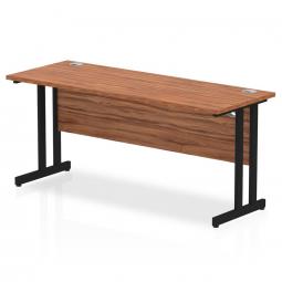 Impulse 1600 x 600mm Straight Desk Walnut Top Black Cantilever Leg MI003271