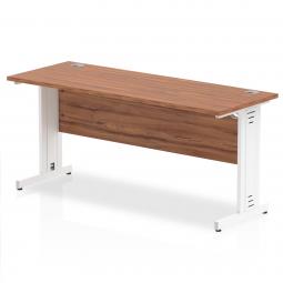 Impulse 1600 x 600mm Straight Desk Walnut Top White Cable Managed Leg MI002007