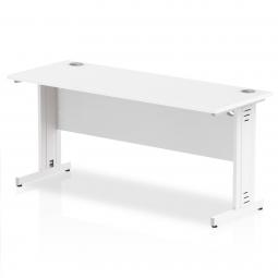 Impulse 1600 x 600mm Straight Desk White Top White Cable Managed Leg MI002283