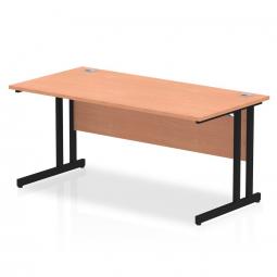 Impulse 1600 x 800mm Straight Desk Beech Top Black Cantilever Leg MI003204