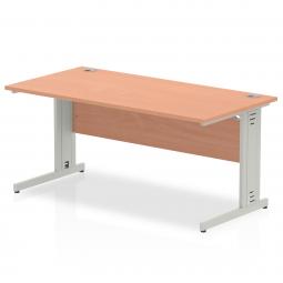 Impulse 1600x800mm Straight Desk Beech Top Silver I000461