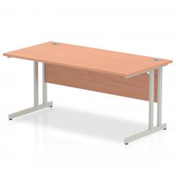 Impulse 1600x800mm Straight Desk Beech Top Silver I000285