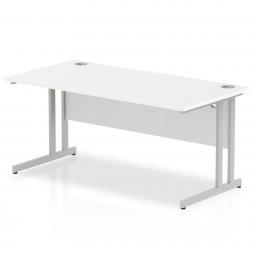 Impulse 1600x800mm Straight Desk White Top Silver I000307