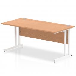 Impulse 1600 x 800mm Straight Desk Oak Top White Cantilever Leg MI002645