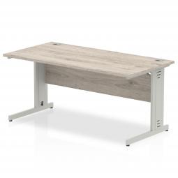 Impulse 1600x800mm Straight Desk Grey Oak Top Silver I003106