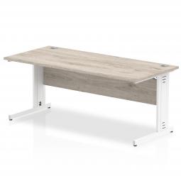 Impulse 1600x800mm Straight Desk Grey Oak Top White I003109