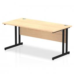 Impulse 1600 x 800mm Straight Desk Maple Top Black Cantilever Leg MI003234