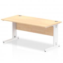 Impulse 1600 x 800mm Straight Desk Maple Top White Cable Managed Leg MI002499