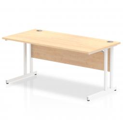 Impulse 1600 x 800mm Straight Desk Maple Top White Cantilever Leg MI002419