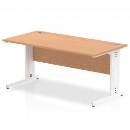 Impulse 1600 x 800mm Straight Desk Oak Top White Cable Managed Leg MI002725