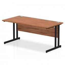 Impulse 1600 x 800mm Straight Desk Walnut Top Black Cantilever Leg MI003264