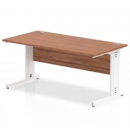 Impulse 1600 x 800mm Straight Desk Walnut Top White Cable Managed Leg MI001997