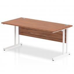 Impulse 1600 x 800mm Straight Desk Walnut Top White MI001907