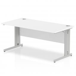 Impulse 1600x800mm Straight Desk White Top Silver I000480