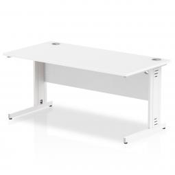 Impulse 1600 x 800mm Straight Desk White Top White Cable Managed Leg MI002273