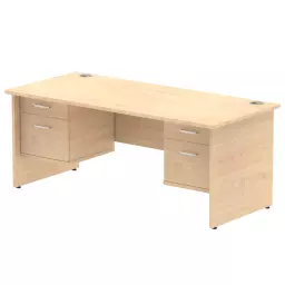 Dynamic Impulse W1800 x D800 x H730mm Straight Office Desk Panel End Leg With 2 x 2 Drawer Double Fixed Pedestal Maple Finish - MI002487