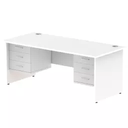 Dynamic Impulse W1800 x D800 x H730mm Straight Office Desk Panel End Leg With 2 x 3 Drawer Fixed Pedestal White Finish - MI002265