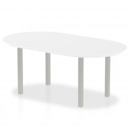 Dynamic Impulse 1800mm Boardroom Table White Top Silver Post Leg I000203