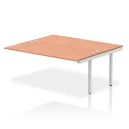 Dynamic Impulse W1800 x D1600 x H750mm Back to Back Bench Desk 2 Person Extension Kit Beech Finish Silver Frame - IB00424