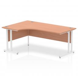 Impulse Contract Left Hand Crescent Cantilever Desk W1800 x D1200 x H730mm Beech Finish/White Frame - I001877