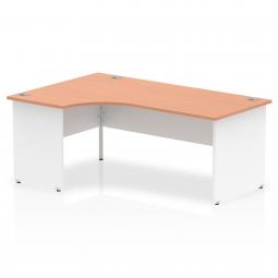 Dynamic Impulse 1800mm Left Crescent Desk Beech Top White Panel End Leg TT000033