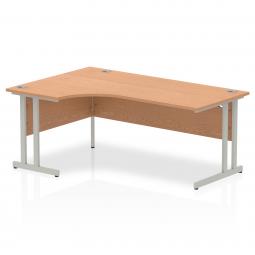 Impulse 1800mm Left Crescent Desk Oak Top Silver Cantilever Leg I000824