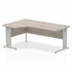 Dynamic Impulse 1800mm Left Crescent Desk Grey Oak Top Silver Cable Managed Leg I003143