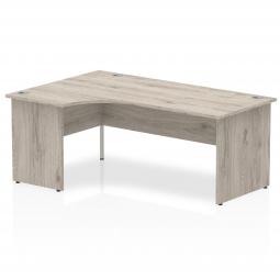 Impulse 1800mm Left Crescent Desk Grey Oak Top Panel End Leg I003139