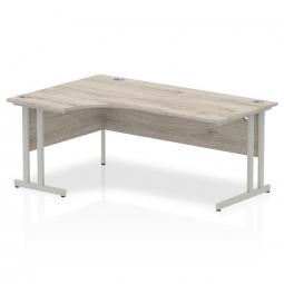 Impulse 1800mm Left Crescent Desk Grey Oak Top Silver Cantilever Leg I003134