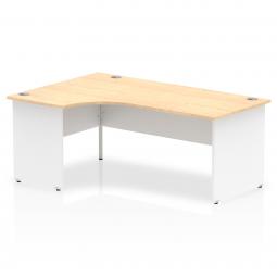 Dynamic Impulse 1800mm Left Crescent Desk Maple Top White Panel End Leg TT000114