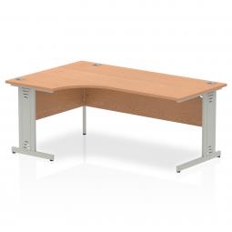 Dynamic Impulse 1800mm Left Crescent Desk Oak Top Silver Cable Managed Leg I000865