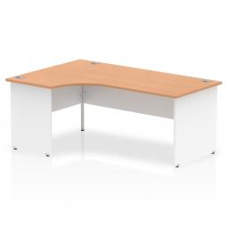 Dynamic Impulse 1800mm Left Crescent Desk Oak Top White Panel End Leg TT000035