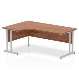 Dynamic Impulse 1800mm Left Crescent Desk Walnut Top Silver Cantilever Leg I000345